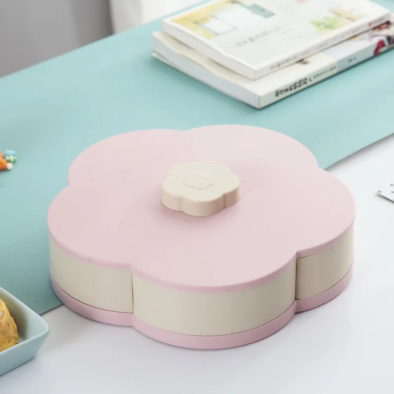 Pink 1 layer S Вращающийся Лепесток коробка для фруктов конфеты для семян орехи сухие фрукты случае Слива тип контейнер для ланча для детей Защита Чехол для фруктов Органайзер - Цвет: Pink 1 layer S