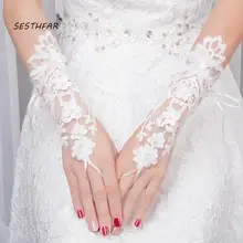 Свадебные митенки невесты Короткие талии без пальцев женское соблазнительное кружевное перчатки зима белый цвет слоновой кости дамы ST032