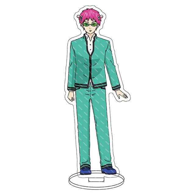 Anime Figure The Disastrous Life of Saiki Kusuo Key Chain Pendant Cosplay Two-sided Keychain Prop Acrylic Stand Model Toy Khaki