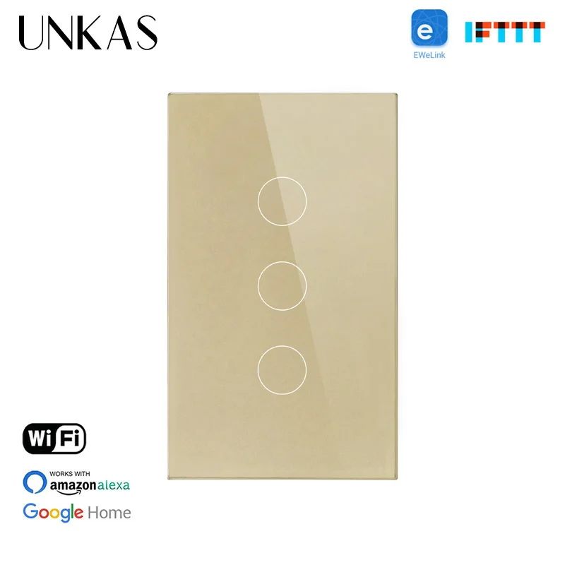 Выключатель настенный сенсорный Wi Fi 3 клавиши 1 канал|Выключатели| |