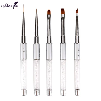

Monja 5 Pcs/Set Nail Art Acrylic Liquid Powder UV Gel Extension Builder Painting Brush Stripes Lines Liner Carving Drawing Pen