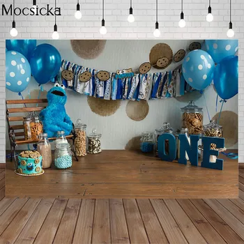 

Mocsicka Newborn Cookies Photography Background Balloon Backdrop Children Portrait ONE Birthday Decoration Props Photo Studio