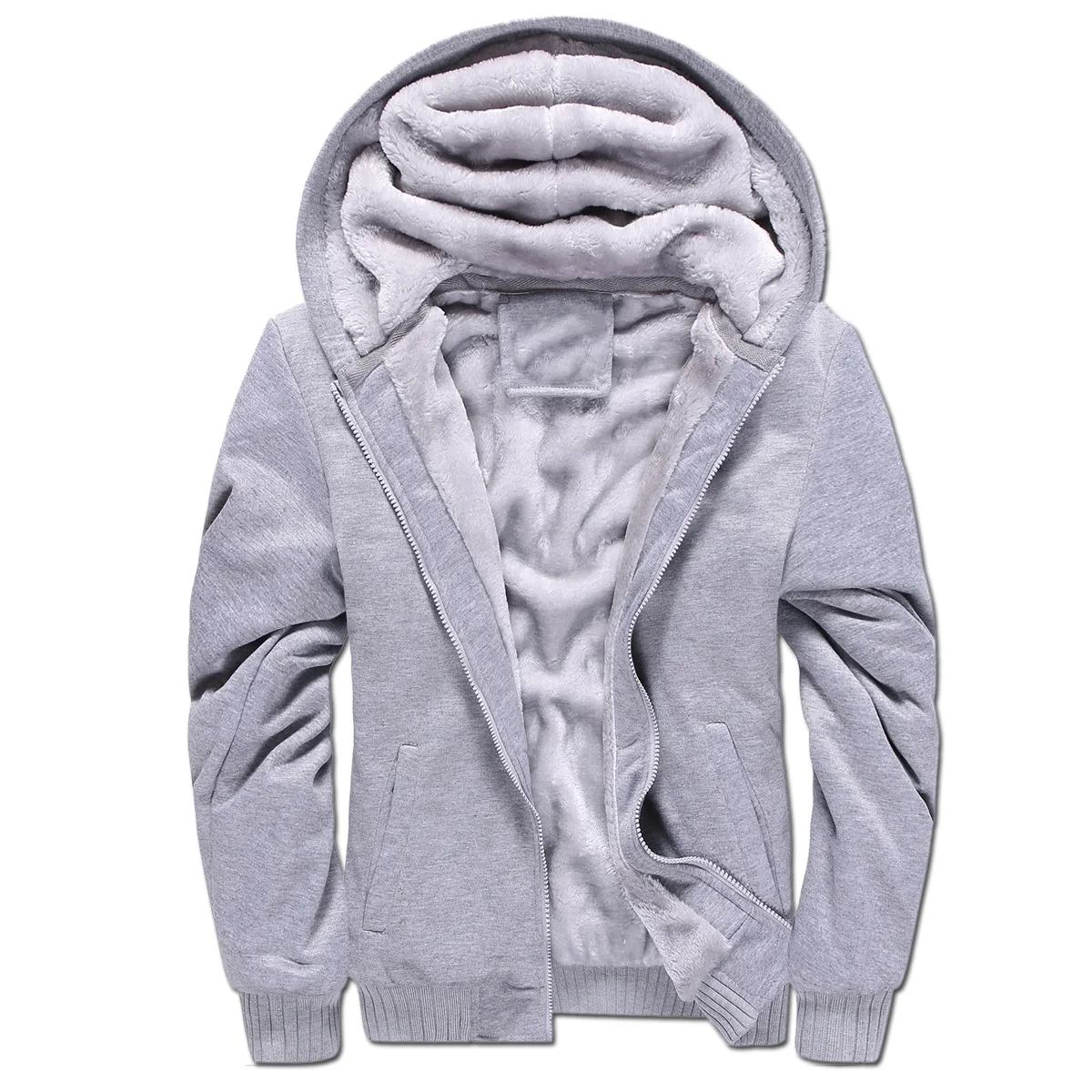 with free gift Winter casual men's hoodies sweatshirt tracksuit men hooded jackets coat warm plus size thick fleece Lining 9994 - Цвет: 911Grey