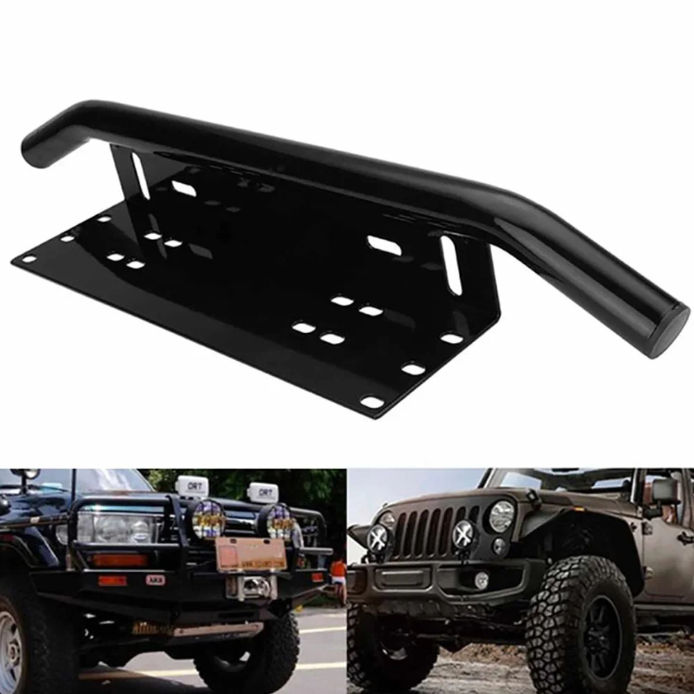 Plate Bracket Car Plate Holder Black Car License Plate Offroad Front License Frame Holder Light Bar Mount Bumper For SUV Truck