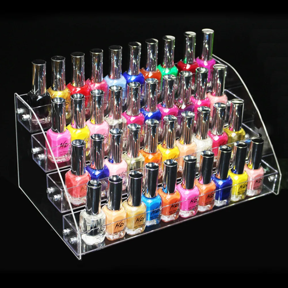 

New Promotion Makeup Cosmetic 4 Tiers Clear Acrylic Organizer Mac Lipstick Jewelry Display Stand Holder Nail Polish Rack Fashion