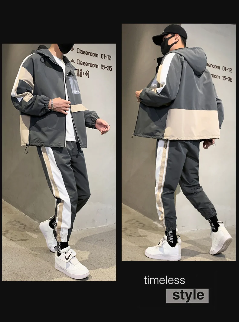 Fashion Autumn Spring Sporting Suit Sweatshirt+ Sweatpants Mens Clothing 2 Pieces Sets Slim Tracksuit Brand New Men Sets