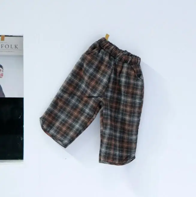 Korea style girls boys plaid thicken pants autumn winter fashion kidsgirls pants 3-8t