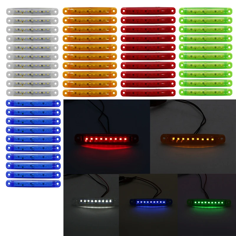 12V 24V 9SMD автобуса/грузовика/прицепа/светодиодные фонари для грузовика Авто боковой габаритный светильник Водонепроницаемый светодиодный светильник Светодиодные индикаторы на грузовиках парковка светильник - Цвет: 50pcs combo