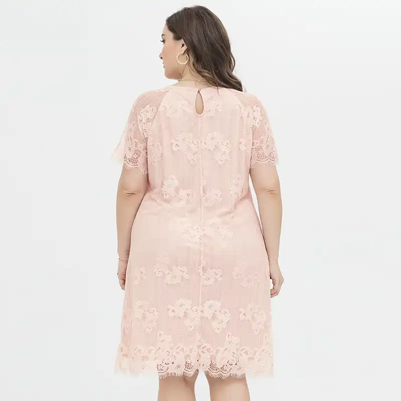 Abito Elegante Taglie Forti Abito Estivo Da Donna In Pizzo Allentato Abito Da Donna Manica Corta Abito Da Sera Da Sera Per Donna Plus Size Dresses Aliexpress