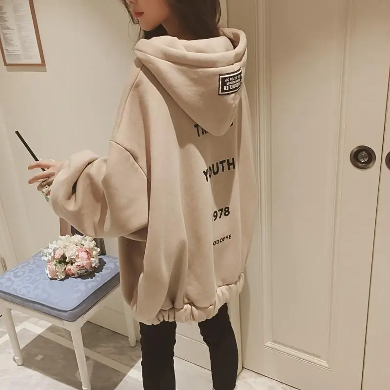 Winter New Korean Hip Hop Loose Oversized Hoodies Women Casual Hooded Sweatshirt Bubble Sleeve Zipper Coat Tops Kpop Streetwear - Цвет: ShanH 1805 xin