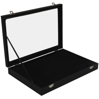 

Glass Lid Black 100 Slot Earring Ring Jewellery Display Storage Box Tray Case Organizer Holder
