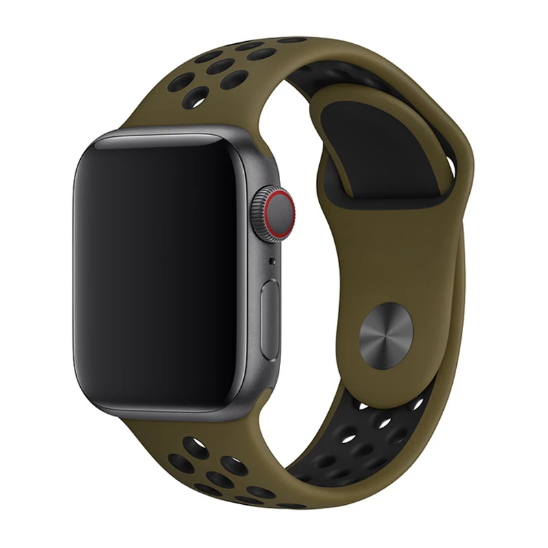 Olive Flak Black Силиконовый ремешок для apple watch 42 мм 38 мм correa iwatch 5 4 3 44 мм 40 мм спортивный браслет pulseira apple watch 5 4 аксессуары - Цвет ремешка: Olive Flak Black