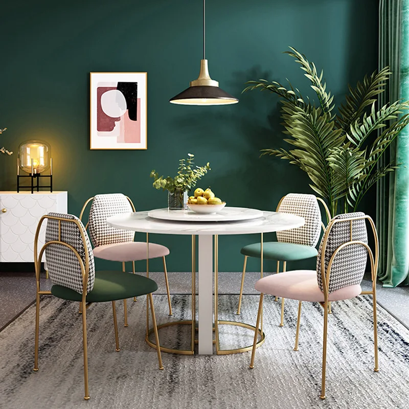 Light Luxury Home Dining Chair Modern Personality Houndstooth Girl Bedroom Dressing Makeup Chair Kitchen Furniture Dining Chairs