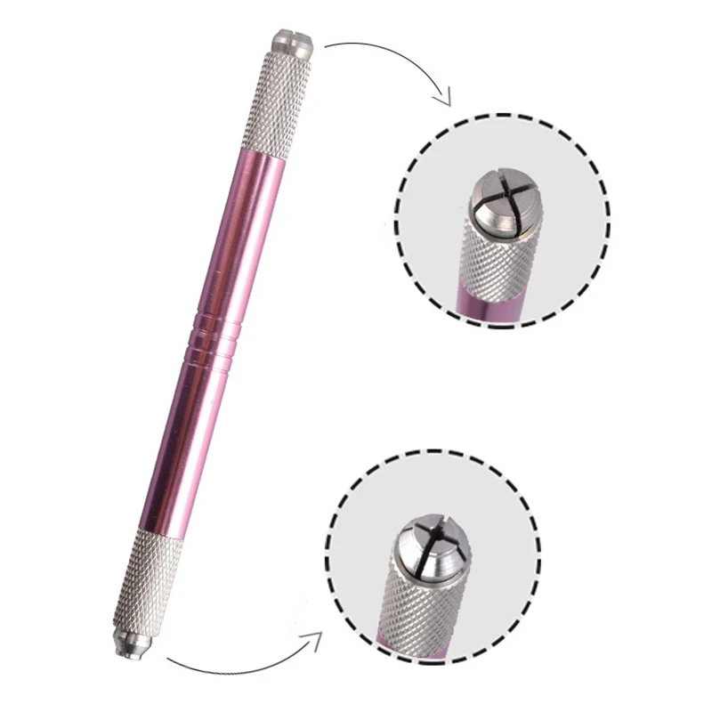 

Manual Dual-head Permanent Eyebrow Tattoo Pen Eyebrow Makeup Tattooing Machine Microblading Pen Round needles