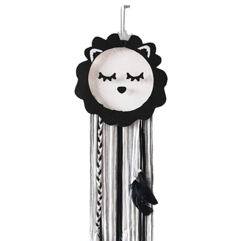 

Ins Nordic Home Cartoon Lion Dream Catcher Wall Hanging Tapestry Children Gift (Black)