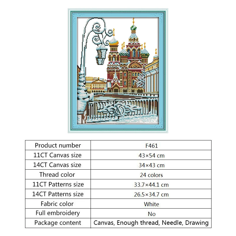 Joy Sunday Cross Stitch Kits  Fountain Landscape Painting DMC DIY Aida Fabric for Embroidery Kit 14ct Printed Canvas Needlework (3)