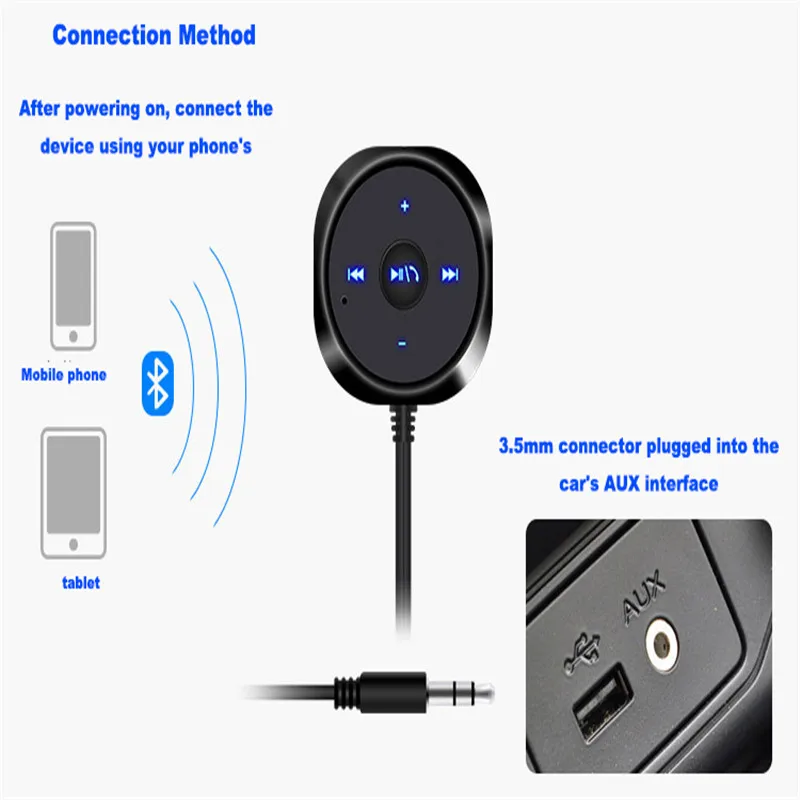 Bluetooth автомобильный комплект MP3 плеер 3,5 мм AUX аудио A2DP музыкальный приемник адаптер Поддержка IOS Siri с магнитной основой