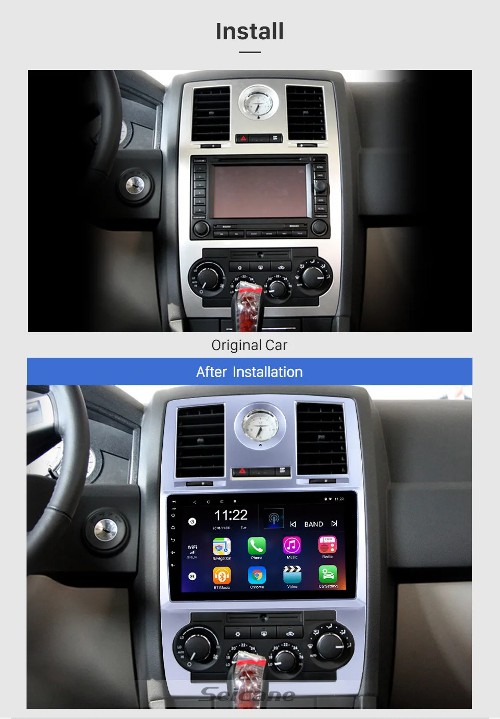 Seicane Android 10.0 2DIN 2GB RAM Car Head Unit Radio Audio GPS Multimedia Player For Chrysler Aspen 300C 2004 2005 2006-2008