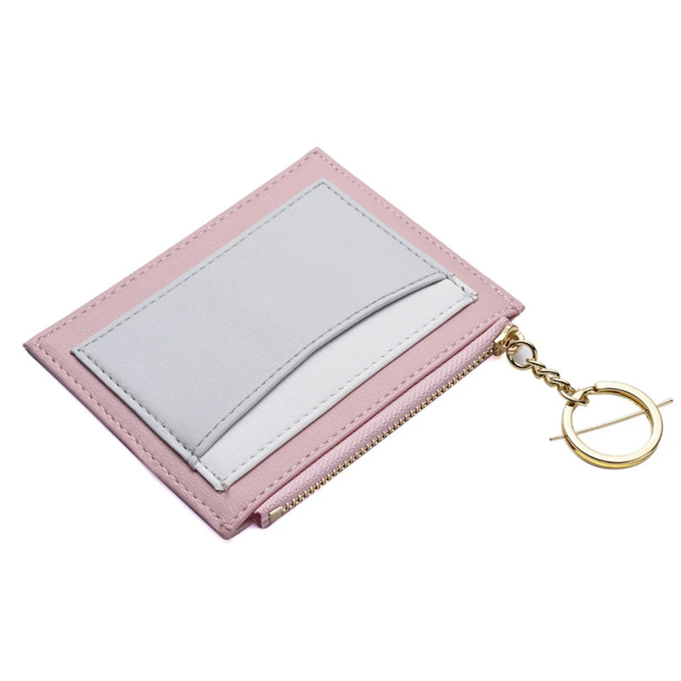 Oswego ID держатель для карт милый женский Pu молния Ультратонкий переносной для кредитных карт держатель кошелек маленький мини Подарочный Кошелек для монет для девочек - Цвет: pink color