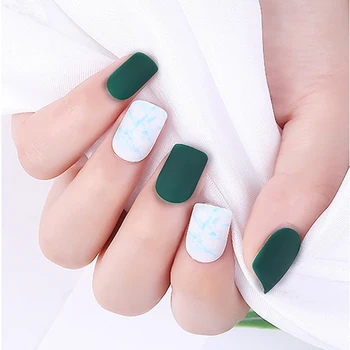 

Multicolor Finished DIY Fake Nails with Glue Full Cover Square Patches Removable Repeated Use Of Fake Nail Patches False Nails