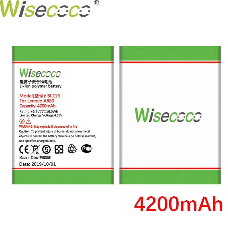 Wisecoco BL219 BL-219 4200 мА/ч, Батарея для lenovo A880 A889 A890E A768T A916 S810T S856 A850+ телефон Батарея с кодом отслеживания