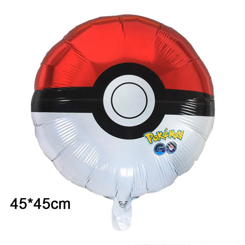 Pokemon Birthday Party Supplies Tableware Set Party Paper Plates Cup Napkins Pokemon Party Balloon Decorations Hats Flags Candle - Color: BalloonF-1pcs