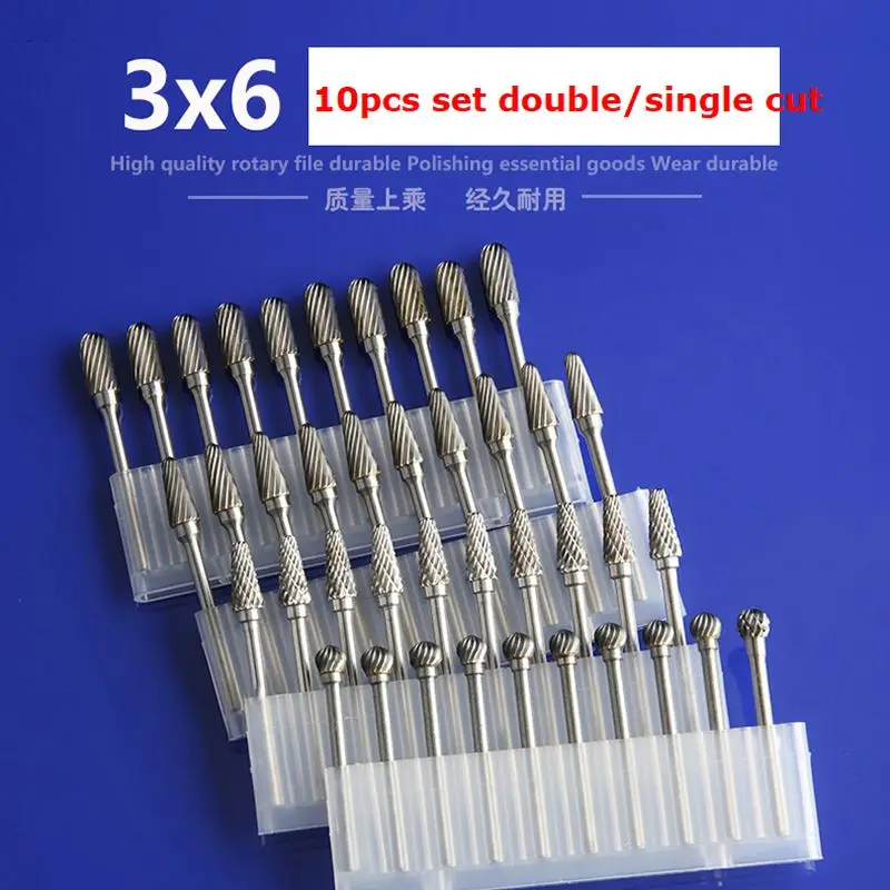 

10pcs Set 3x6mm Dremel Tool Router Bits for Wood End Mill Carbide Wood Carving Milling Cutter Woodwork Carbide Rotary File
