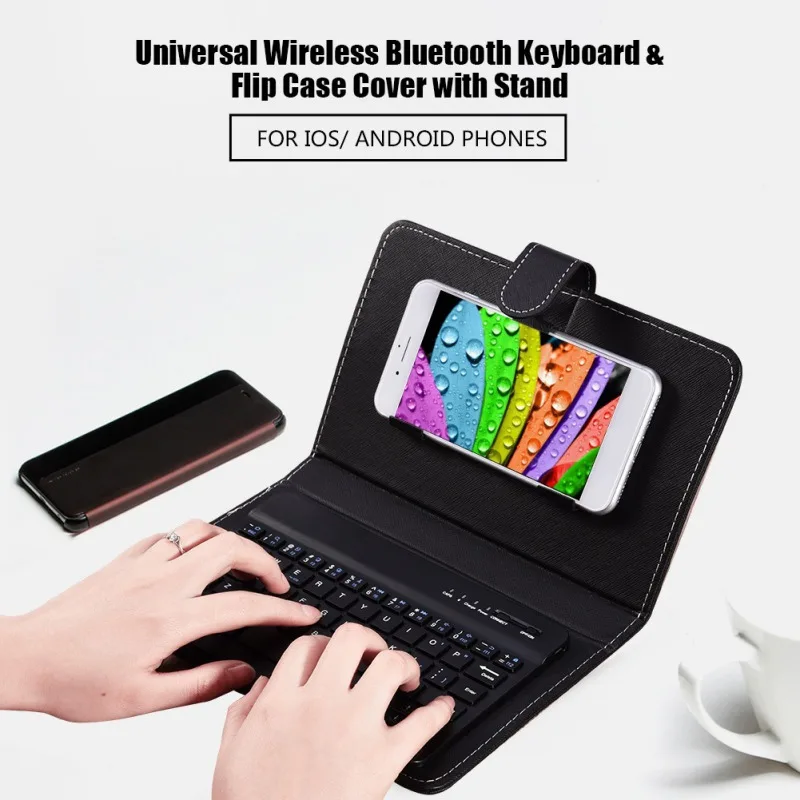 

Portable PU Leather Wireless Keyboard Case for iPhone Protective Mobile Phone with Bluetooth Keyboard For IPhone 6 7 Smartphone