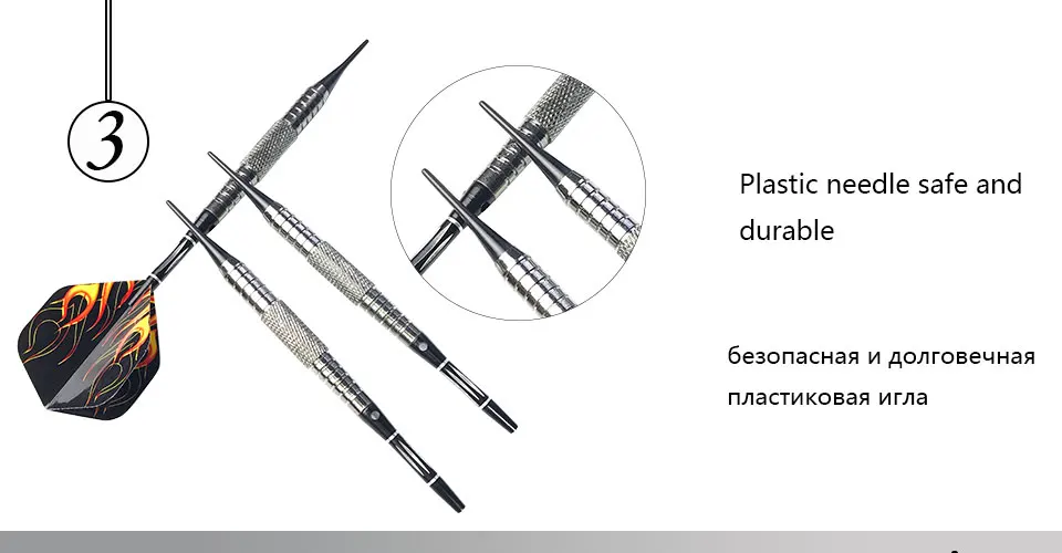 Easytoday 3Pcsset Darts Professional Electronic Darts Soft Tip Metal Barrel Darts Shafts Aluminum Plastic Box Packed Flights (3)