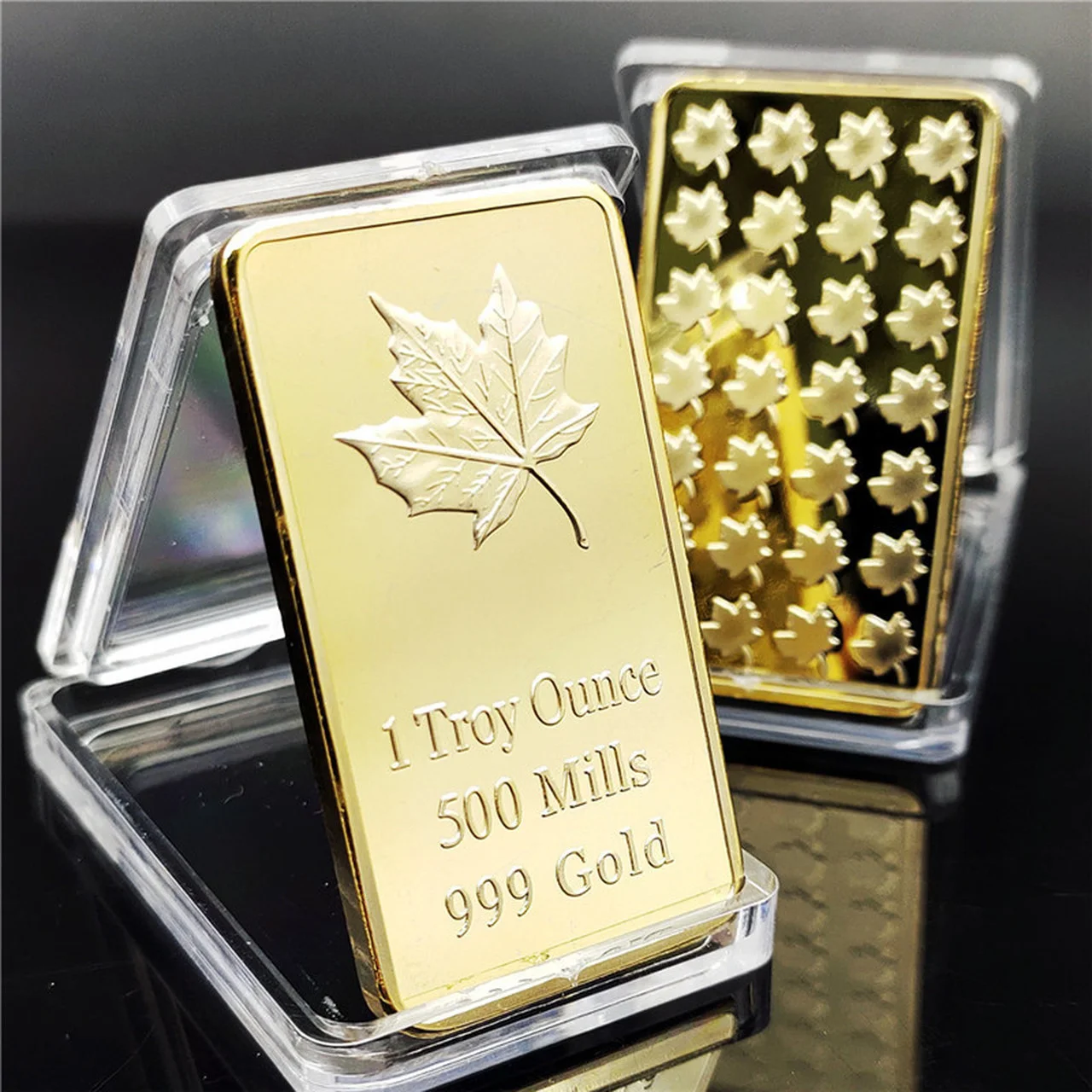 Canadian Maple Leaf Commemorative Gold Bullion Bar Square Coin Crafts Collection Home Decoration | Дом и сад