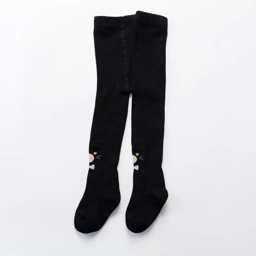 MUQGEW, мягкие хлопковые колготки для маленьких девочек Лидер продаж года, брюки с бантом новые стильные милые носки с изображением медведя теплые колготки - Цвет: Black