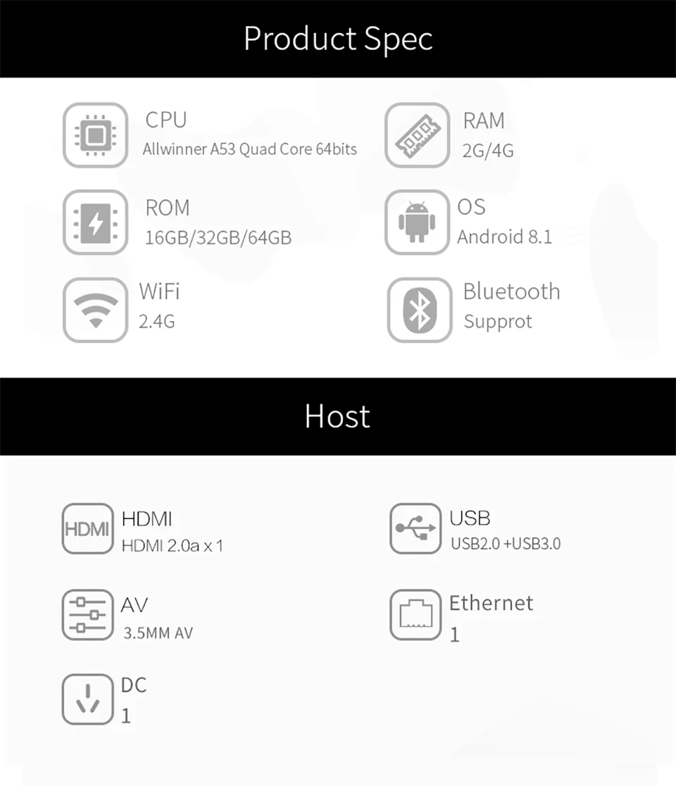 4K HD Смарт ТВ коробка H6 4 ядра 64 бит четырехъядерный Android 9,0 2,4G& 5G двухъядерный процессор Wi-Fi 2/4G Оперативная память 16/32G Встроенная память Декодер каналов кабельного телевидения
