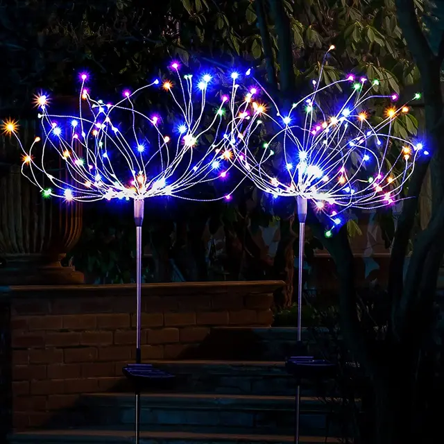 Solar LED Firework Lights Outdoor Grass Dandelion Fireworks Lamp Flash String Lights for Garden Lawn Landscape Christmas Lights 1pcs Muticolor