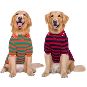 

Pet Clothes Thin Section Akita Labrador Golden Retriever Fat Dog Oversized Strip T-Shirt Polo Shirt Big Dog Clothing For Summer