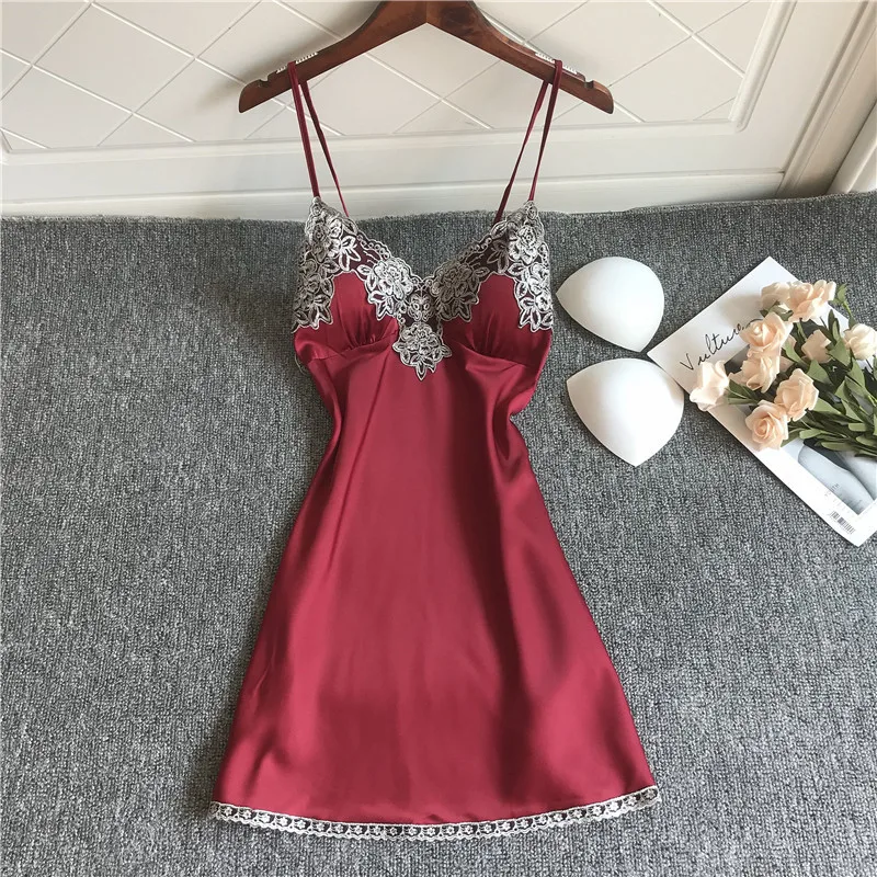 Ночная рубашка Babydoll, синяя Домашняя одежда, милые пижамы, женская ночная рубашка, женские сексуальные ночные рубашки на бретельках, дамское нижнее белье, ночная рубашка - Цвет: Red