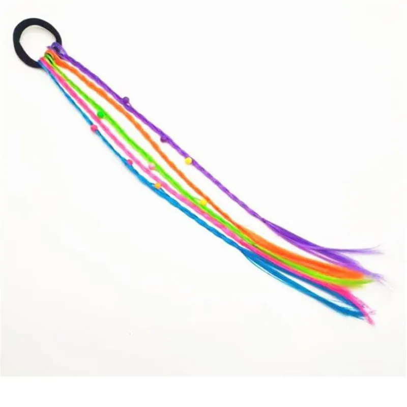 bead colorful 1 шт., Детский парик, косы, многоцветные мини-клипсы, Детские эластичные ленты для волос, милые аксессуары для волос, корейский стиль, веревка для волос - Цвет: bead colorful