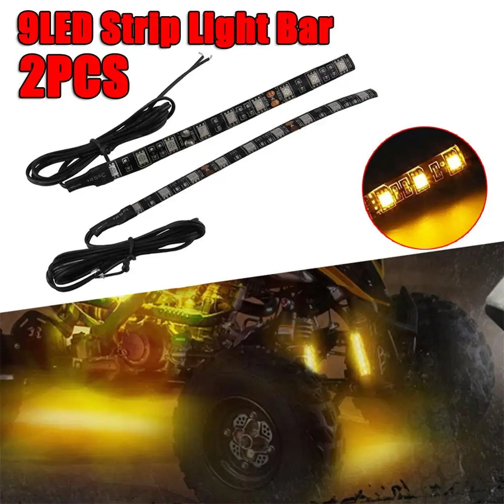 

2PCS 9 LED Motorcycle Brake Turn Signal Backup License Plate Amber Light Strip