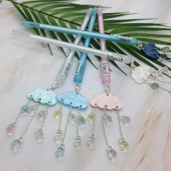 

1Pcs Kawaii Sky Cloud Rain Crystal Pendant Gel Pens 0.5mm Signature Pen For Girls Gifts Stationery School Office Supplies