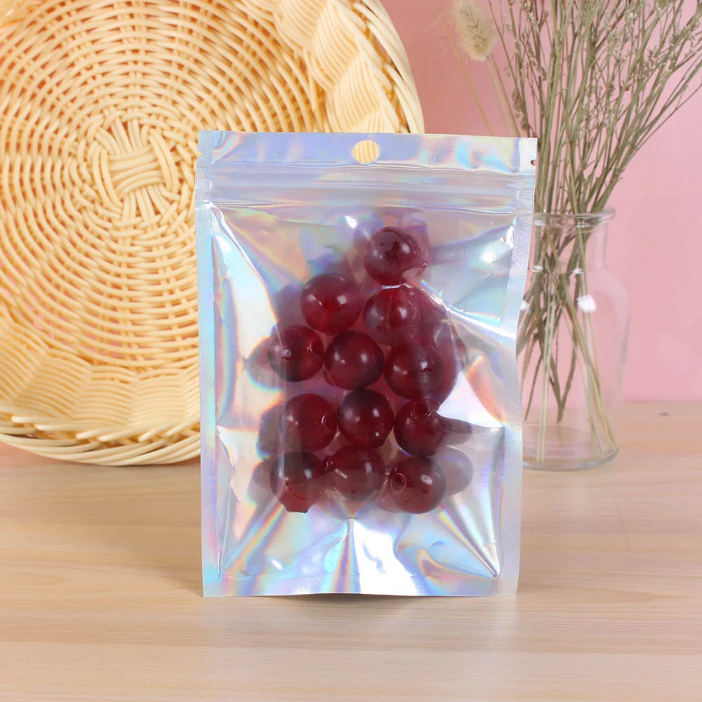 100 шт мешок из алюминиевой фольги самоуплотняющийся на молнии Ziplock мешок для упаковки еды, Розовый Синий Зеленый розничная герметичный упаковочный мешок
