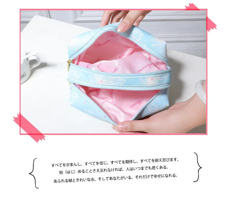 Speed-a New Style Cartoon Printed Travel Double Layer Cosmetic Bag Storgage Bag Wash Bag Supplies Cosmetics Case