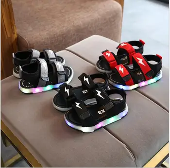 

2020 Toddler Fashion Children Shoes Children's flat anti-slip LED light sandals boys and girls sport comfort beach shoes