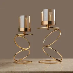 Nordic Creative Retro Gold Candlestick Decorative ornaments glass Candle Holders Modern home Wedding decoration christmas