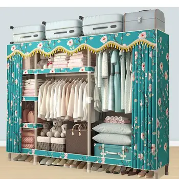 

Simple wardrobe assembly bold steel cloth wardrobe Simple cabinet bedroom dormitory household fabric wardrobe