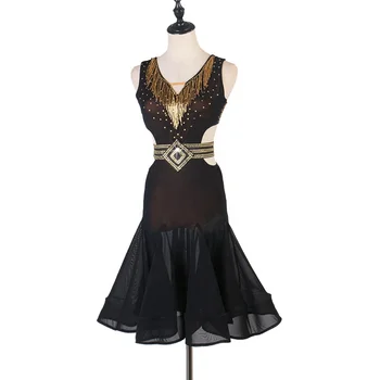 

Ballroom Latin Sequin Dress Party Club Fancy Tassel Dress Wear OEM