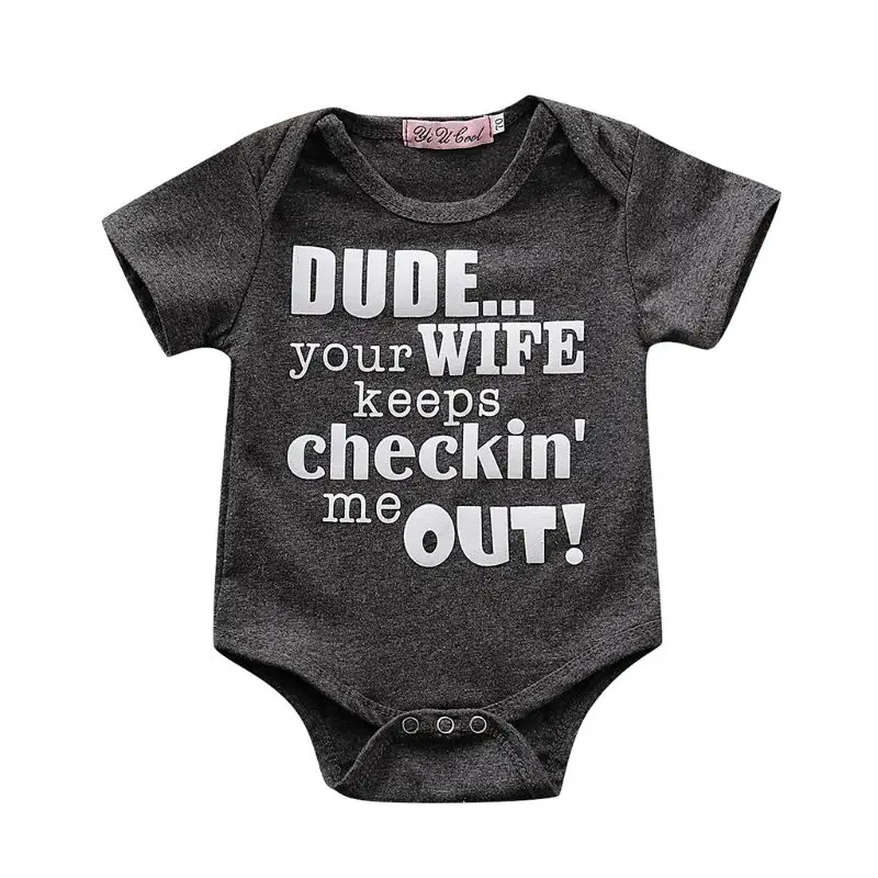 

2019 Cute Letter Printing Cotton Newborn Infant Baby Boy Girls Romper Short Sleeve Jumpsuit Clothes