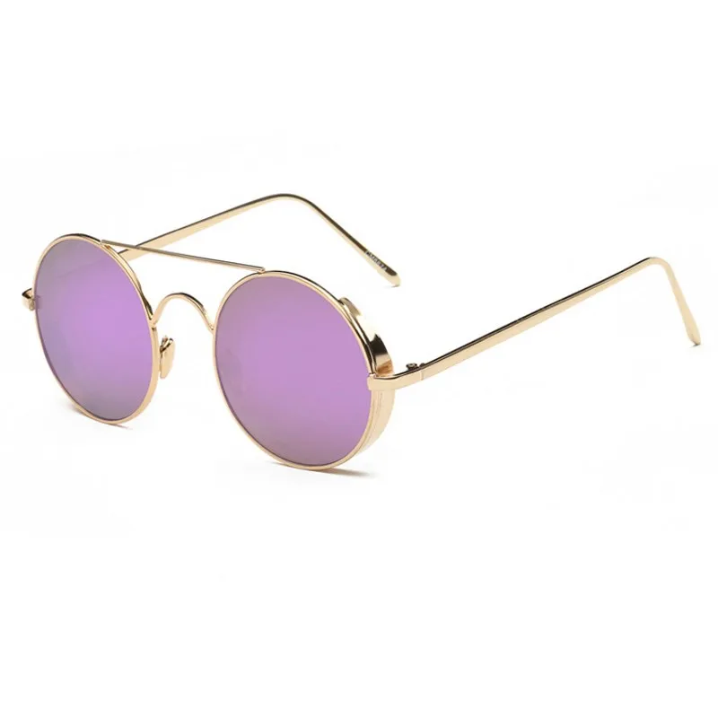 JASPEER 8 цветов затемненное зеркало круглые солнцезащитные очки в стиле стимпанк для женщин и мужчин золото/серебро металлическая рамка очки для вождения