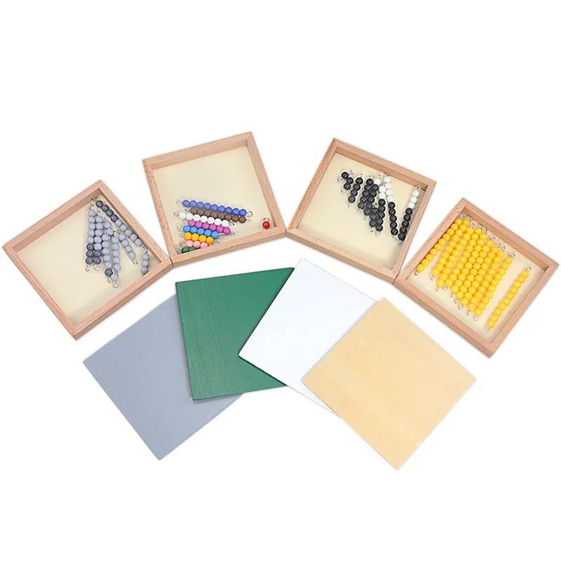 Montessori Mathematics Toy Subtraction Snake Game 4Pcs Wooden Box Colored Counting Beads 1-10 Math Toys for Student Educational