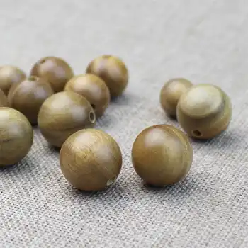 

10PCS Natural Green Sandal Wooden Loose Beads Fragrant Wooden Verawood Round Beads TSB0173