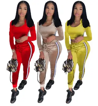 

Active Wear Velvet Women's Set Long Sleeve Tops Pencil Jogger Sweatpants Suit Tracksuit Two Piece Set Fitness Outfit