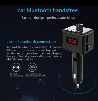 

AUX Bluebooth Car Charger BS6 MP3 Player FM Transmitter Support Voice Navigation USB Charging Port For Car Styling